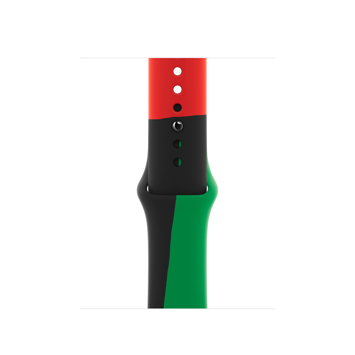 Sportarmband Black Unity (rot, schwarz und grün), weiches Fluorelastomer mit Pin‑Verschluss