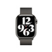 鋼織手環的正面，並展示 Apple Watch 的正面及數碼錶冠。