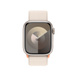 星光色運動型錶環的正面，展示 Apple Watch 錶面與數位錶冠。