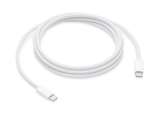 Bilde av den kveilede kabelen sett ovenfra, som viser begge USB-C-pluggene.