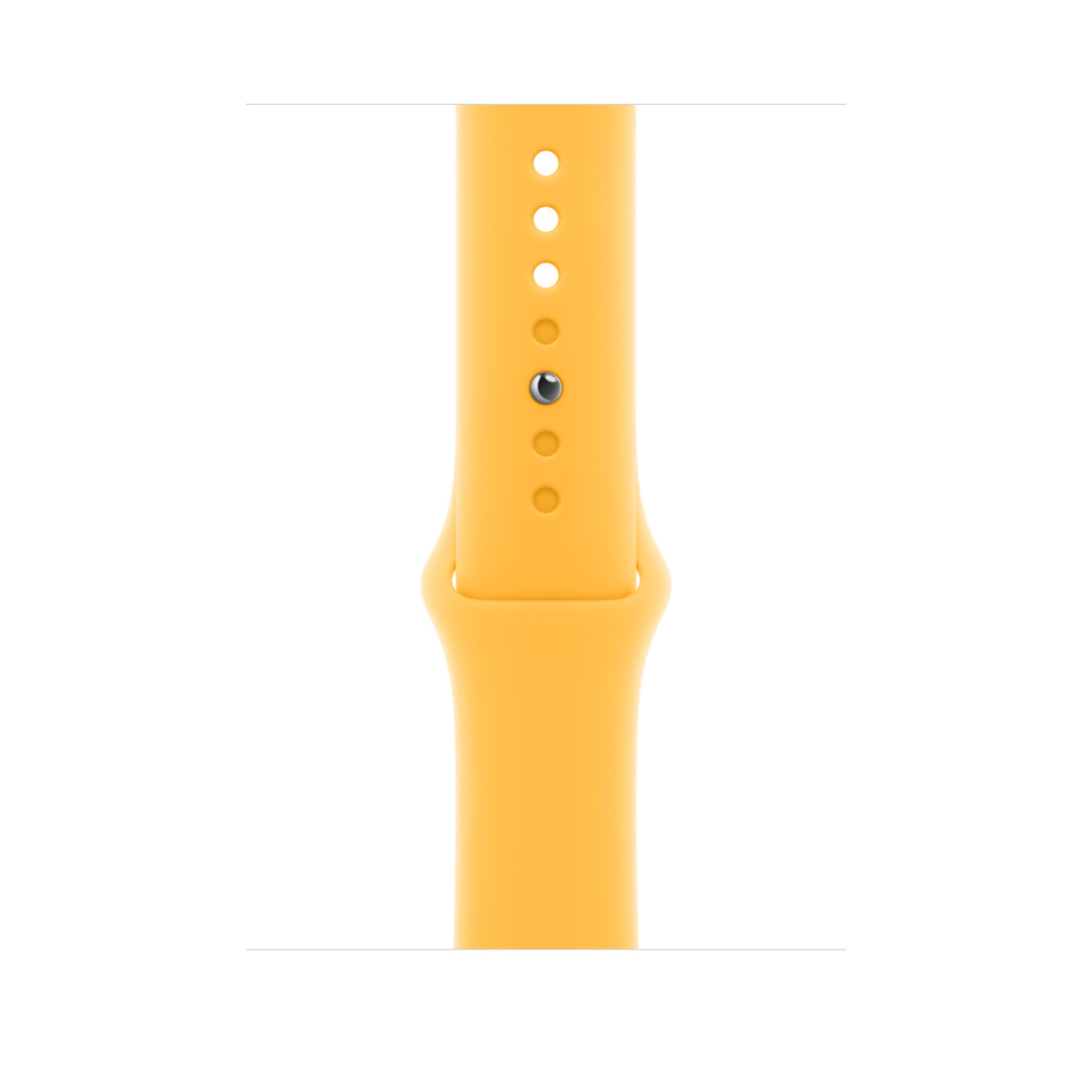 驕陽黃色運動錶帶，採用柔軟的 fluoroelastomer，配以收入式鈕扣