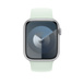 Sololoop i ljus mint där man ser Apple Watch med 45-millimetersboett och Digital Crown.