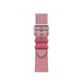 Framboise/Écru (pink) Toile H Single Tour strap, woven textile with silver stainless steel buckle.