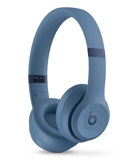 Angled right view of Beats Solo 4 headphones in Slate Blue.