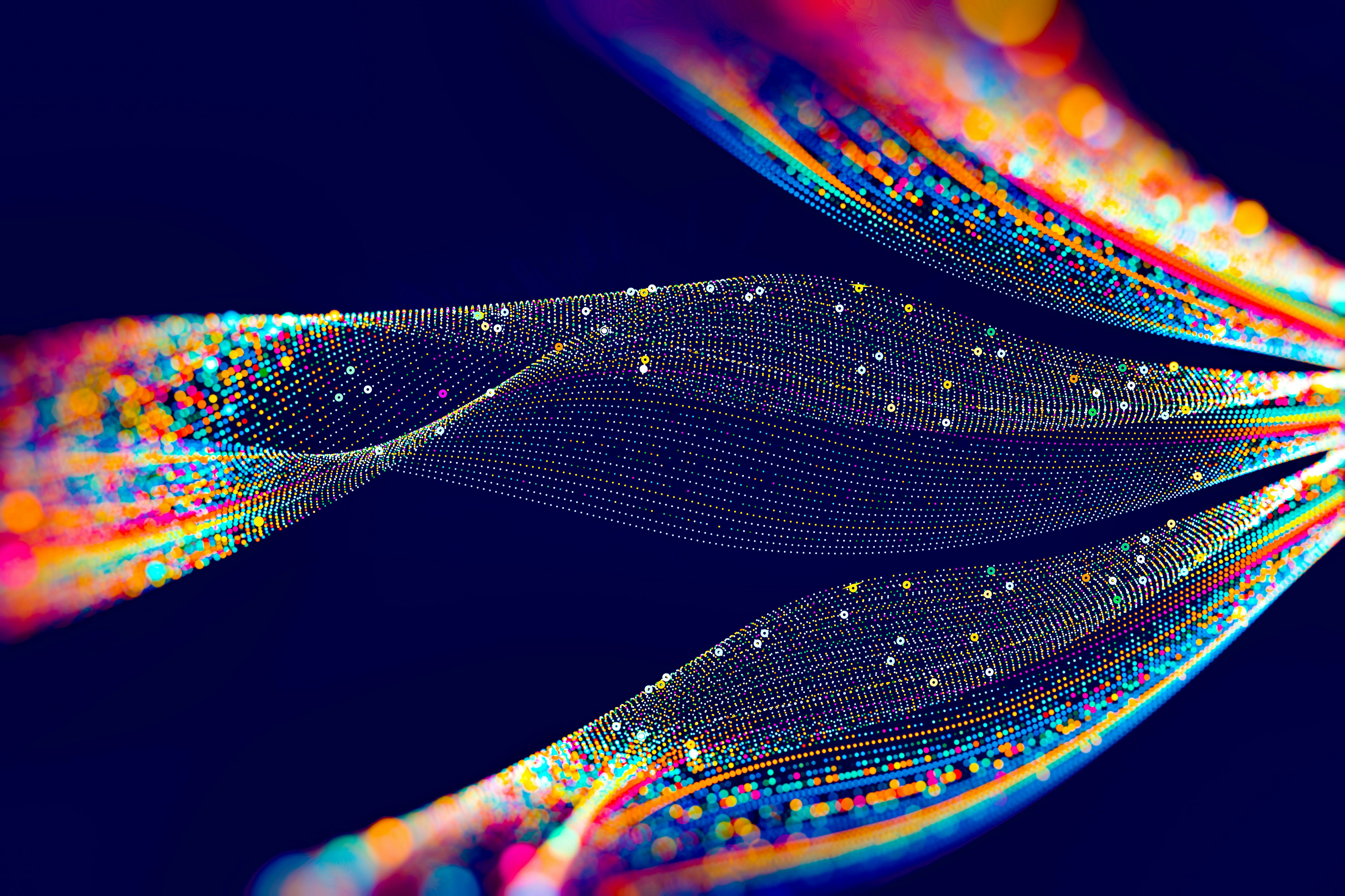 Energy Technology Perspectives 2023 cover photo of multicolored swirls on a navy background