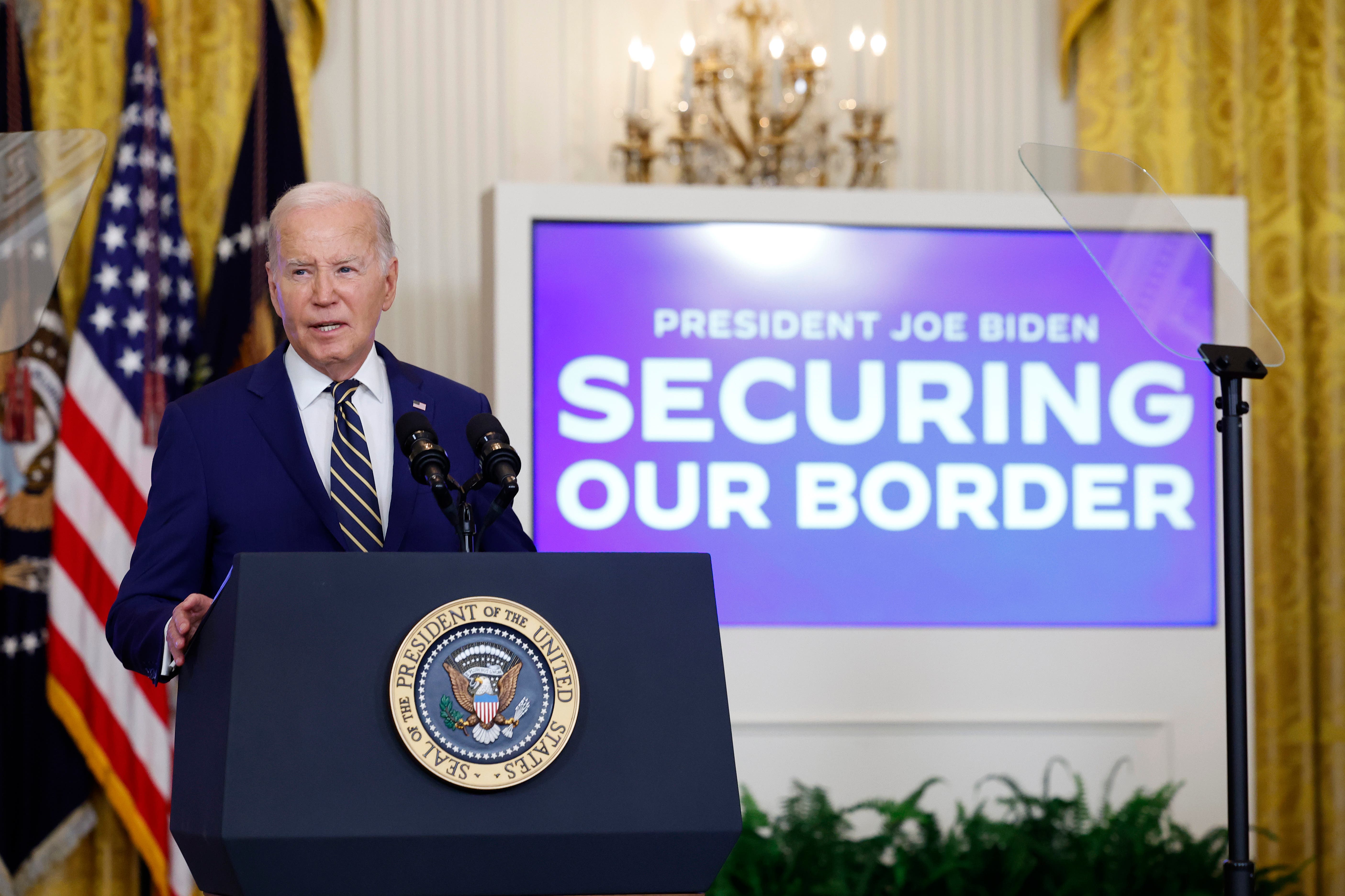 <p>President Joe Biden delivers remarks on an executive order limiting asylum in the East Room of the White House on June 04, 2024 in Washington DC </p>