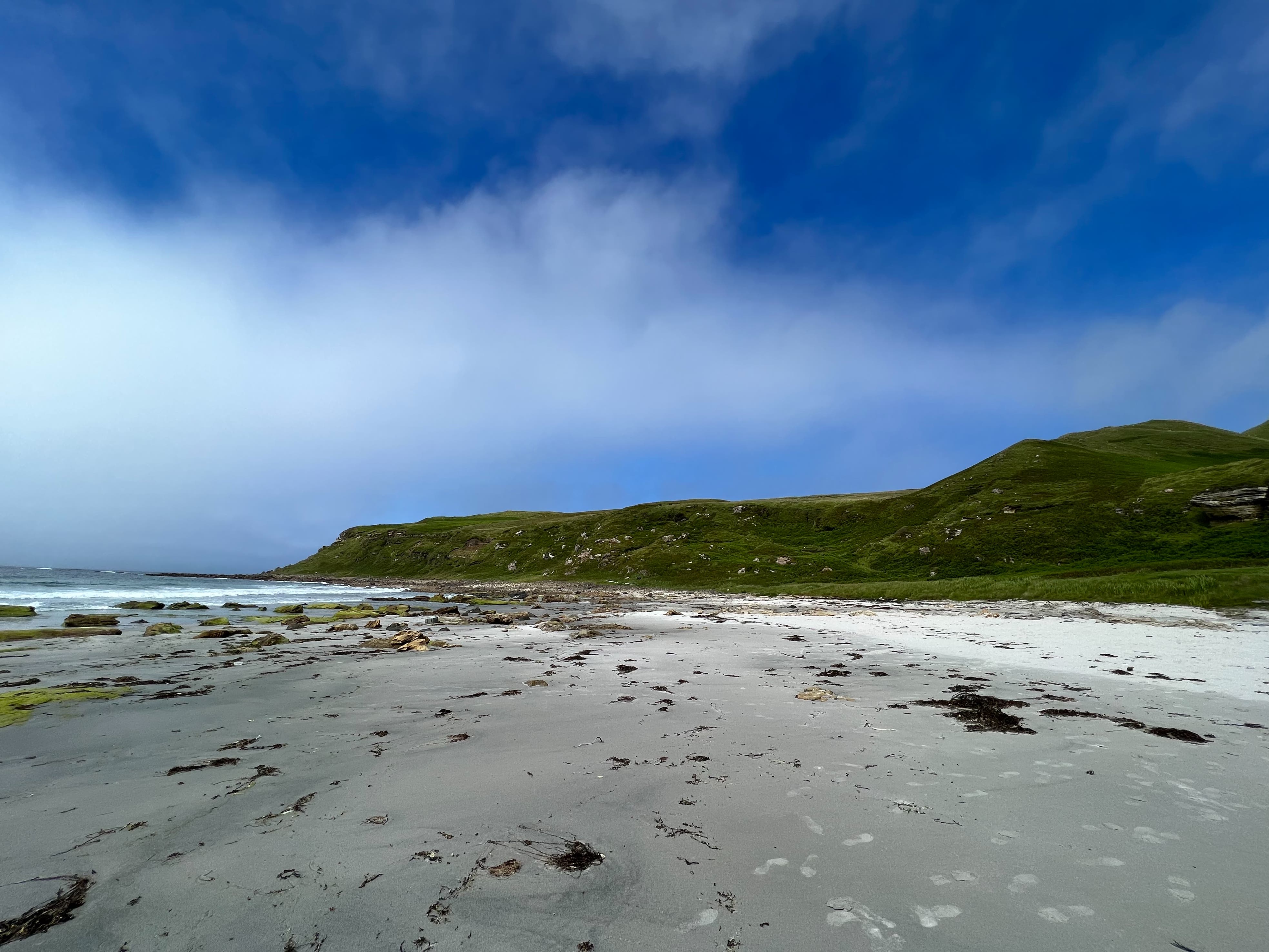 <p>Green dreams are made of this: a beach on Eigg </p>