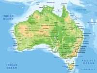 High detailed Australia physical map with labeling.