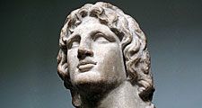 Marble bust of Alexander the Great, in the British Museum, London, England. Hellenistic Greek, 2nd-1st century BC. Said to be from Alexandria, Egypt. Height: 37 cm.