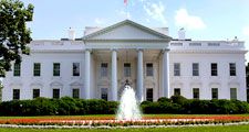 The White House in Washington, D.C., USA. The north portico which faces Pennsylvania Avenue.