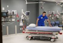 Manager Kevin Scott in a room designed for resuscitation at Valley Health System's new freestan ...