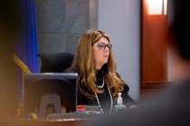 Justice of the Peace Cynthia Cruz at the Regional Justice Center in Las Vegas on Tuesday, Dec. ...