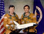 A portrait of astronauts John Young, left, and Robert Crippen, the crew for the STS-1 mission.