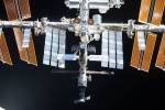 The International Space Station is pictured from the SpaceX Crew Dragon Endeavour during a flyaround of the orbiting lab that took place following its undocking from the Harmony module’s space-facing port on Nov. 8, 2021.