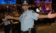 An NSW Police officer during a Mardi Gras parade.