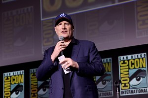 SAN DIEGO, CALIFORNIA - JULY 25: Kevin Feige, President, Marvel Studios speaks onstage during Marvel Studios: The Ultimate Deadpool & Wolverine Celebration of Life in Hall H at SDCC in San Diego, California on July 25, 2024. (Photo by Jesse Grant/Getty Images for Disney)