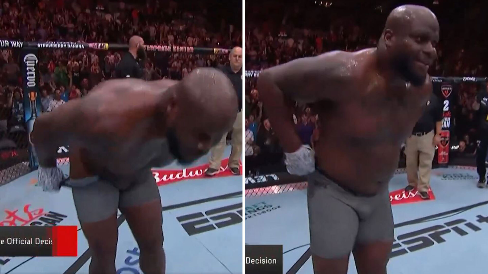 UFC star MOONS fans before throwing sweaty groin guard at media section