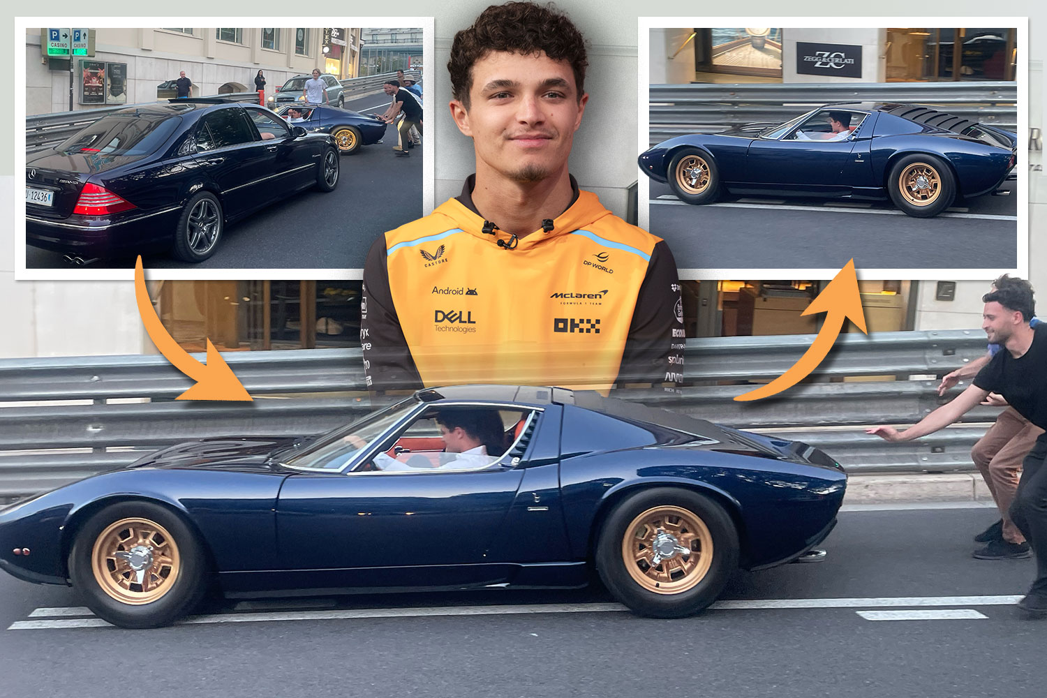 Lando Norris needs a push from fans after £1.5m Lambo grinds to halt