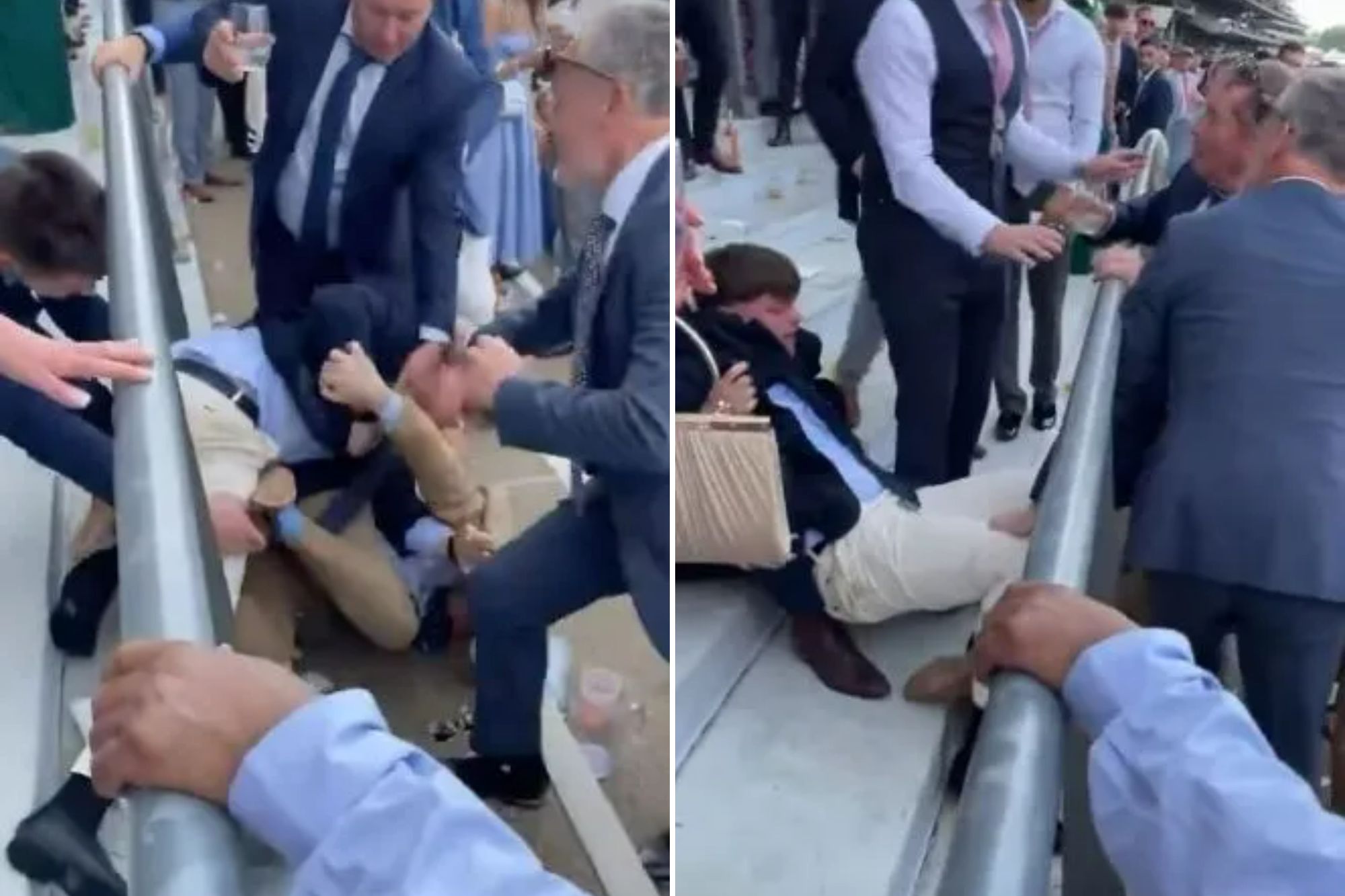 Shocking moment racegoers brawl at Royal Ascot leaving one covered in blood