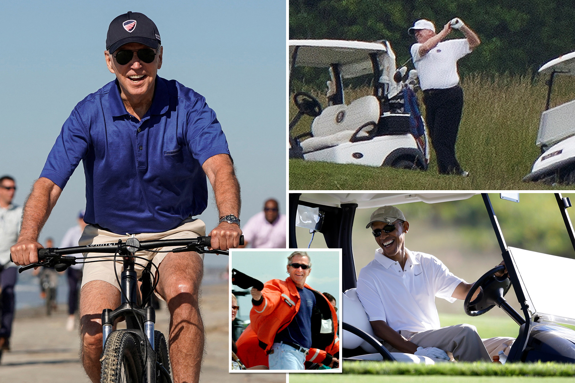 President Biden, Former President Bush, Obama, and Trump on vacations during their term.