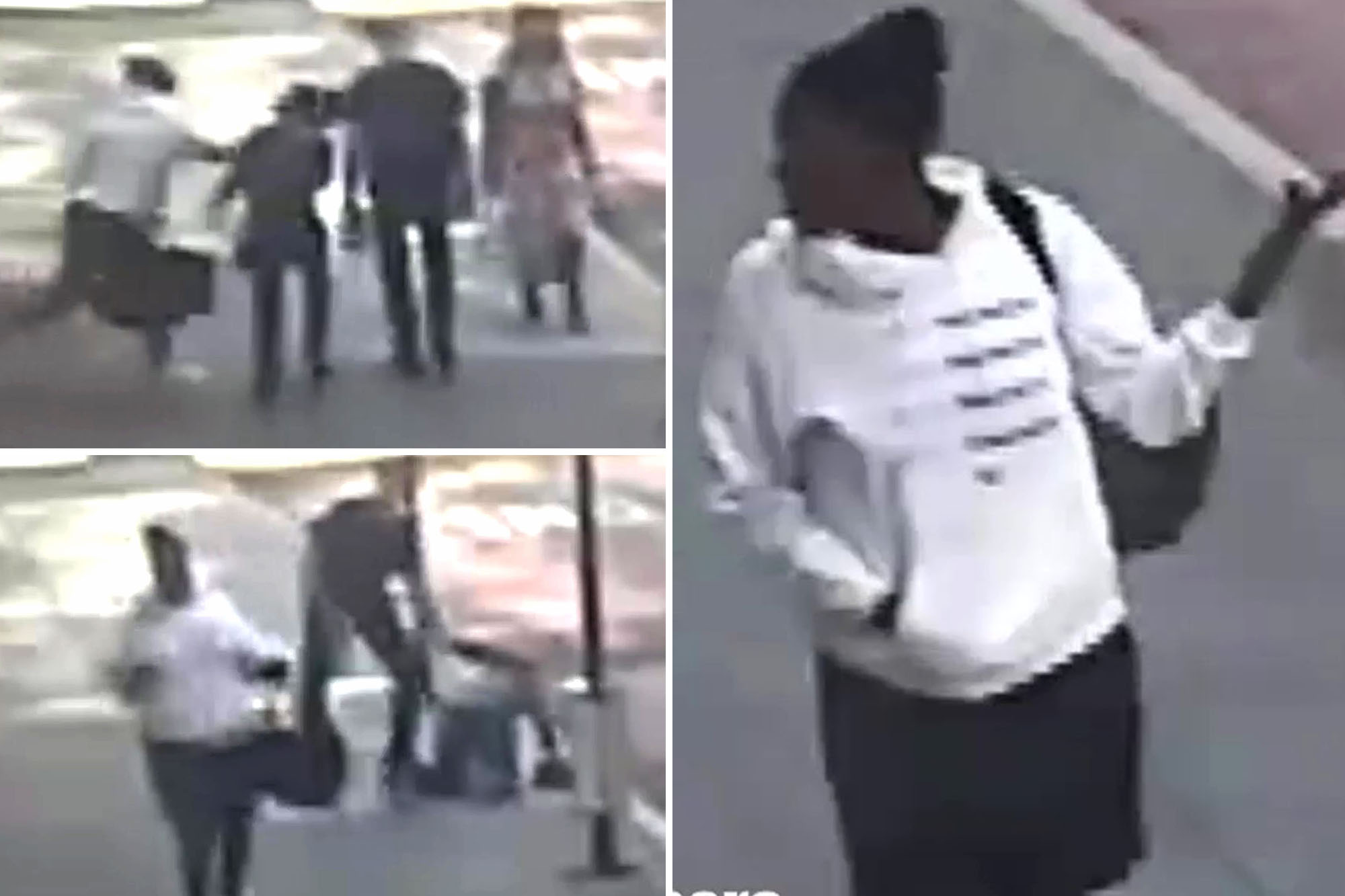 The 71-year-old victim was walking on Madison Avenue near East 52nd Street around 11 a.m. Wednesday when the stranger slugged her in the side of the face without saying a word, according to cops and the video.