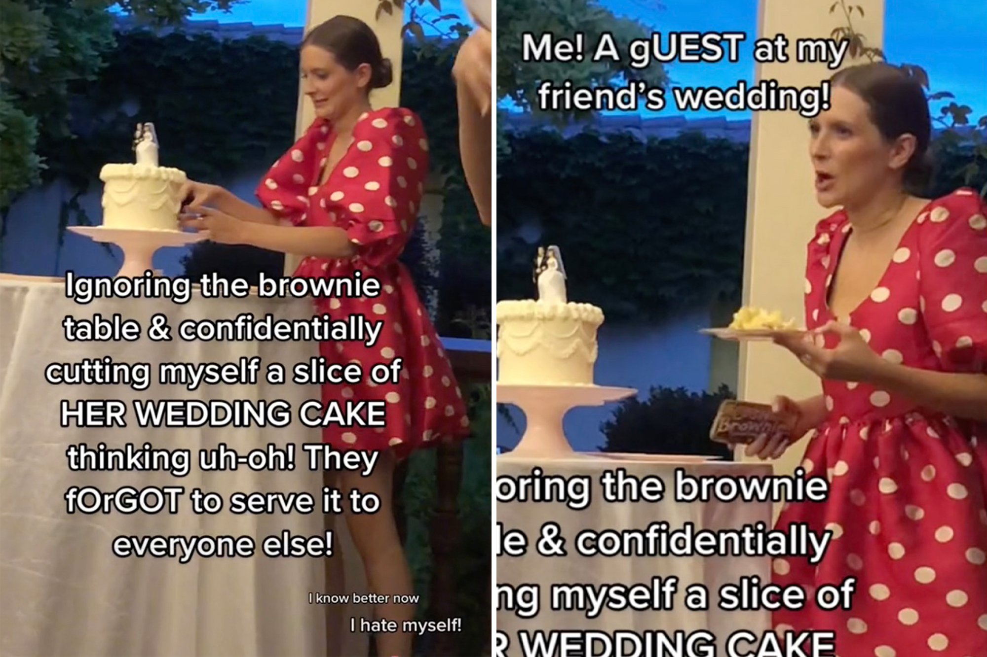 The best friend of the bride was caught on camera cutting the wedding cake, breaking wedding traditions.