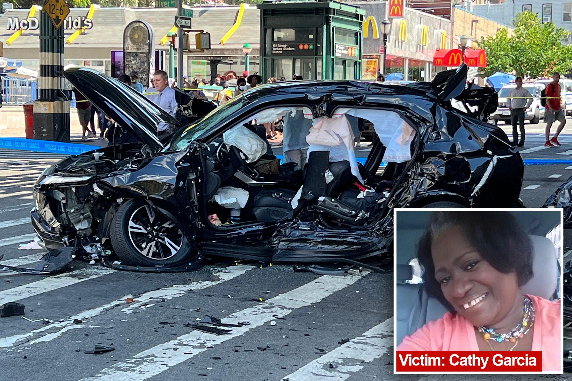 All three occupants of the BMW X6 that slammed into 69-year-old Cathy Garcia’s Mitsubishi Outlander outside Yankee Stadium have turned themselves in, cops said.