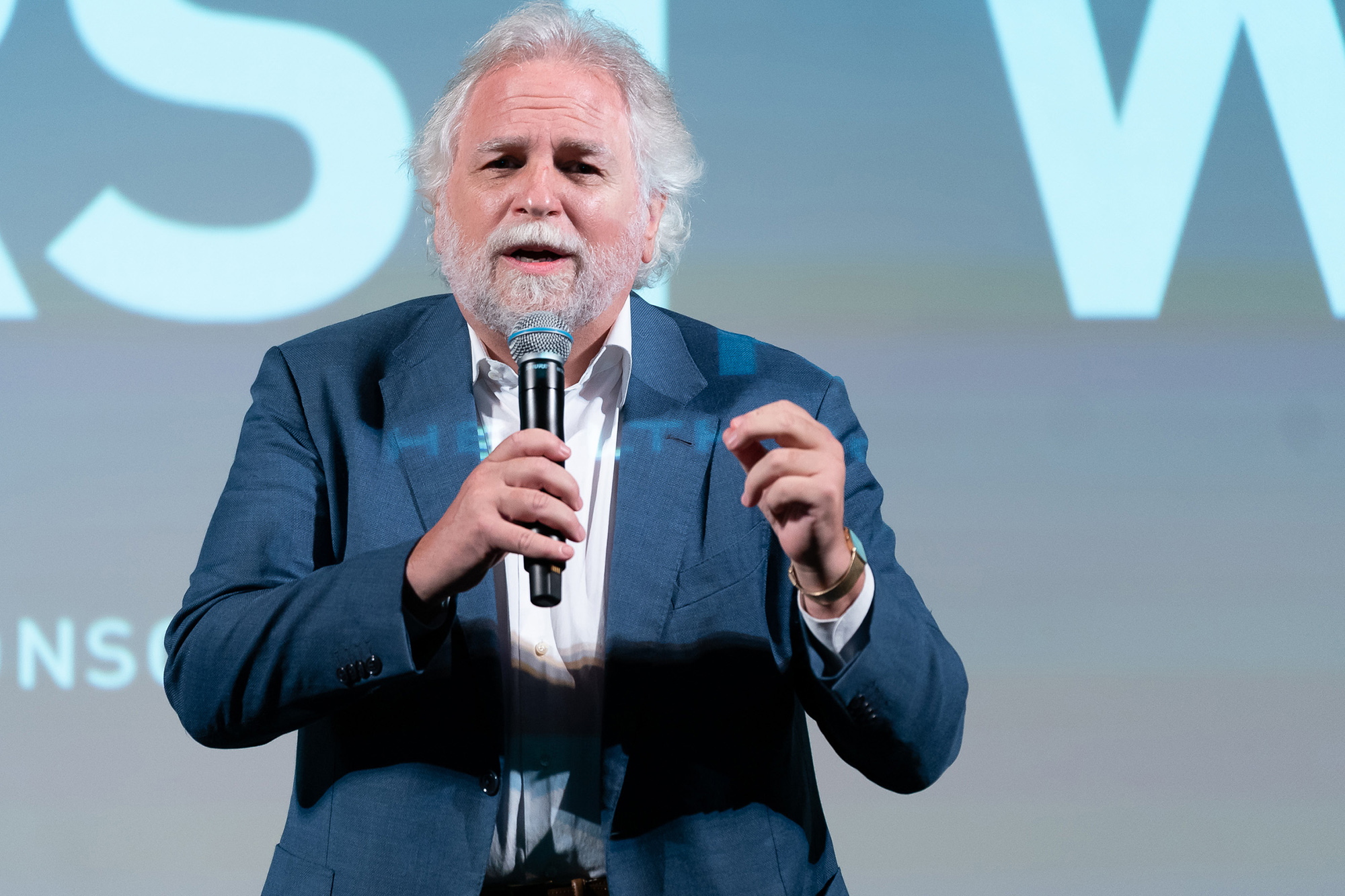 Randy Mastro speaks onstage at the World Premiere of National Geographic Documentary Films' 'The First Wave' at Hamptons International Film Festival on October 07, 2021 in East Hampton, New York.