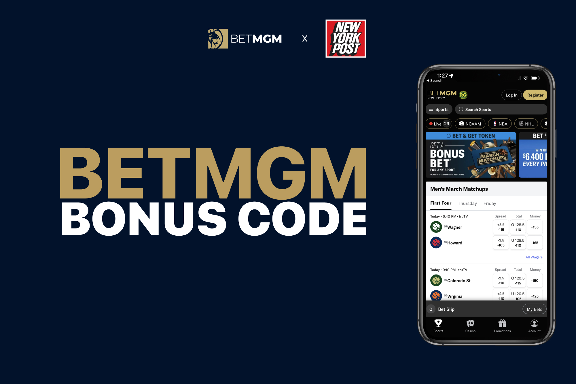 BetMGM bonus code graphic.