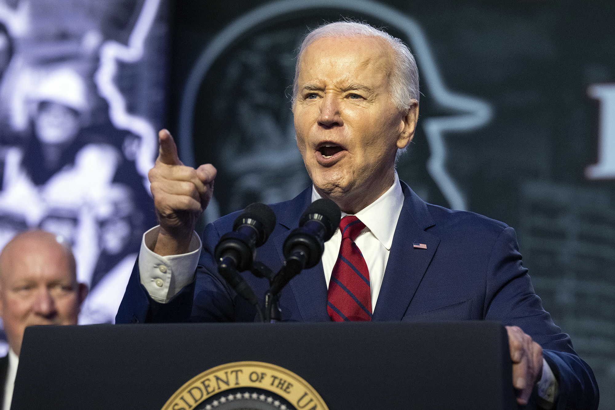 President Joe Biden makes remarks at the North America's Building Trades Unions Legislative Conference at the Washington Hilton Hotel on Wednesday, April 24, 2024.