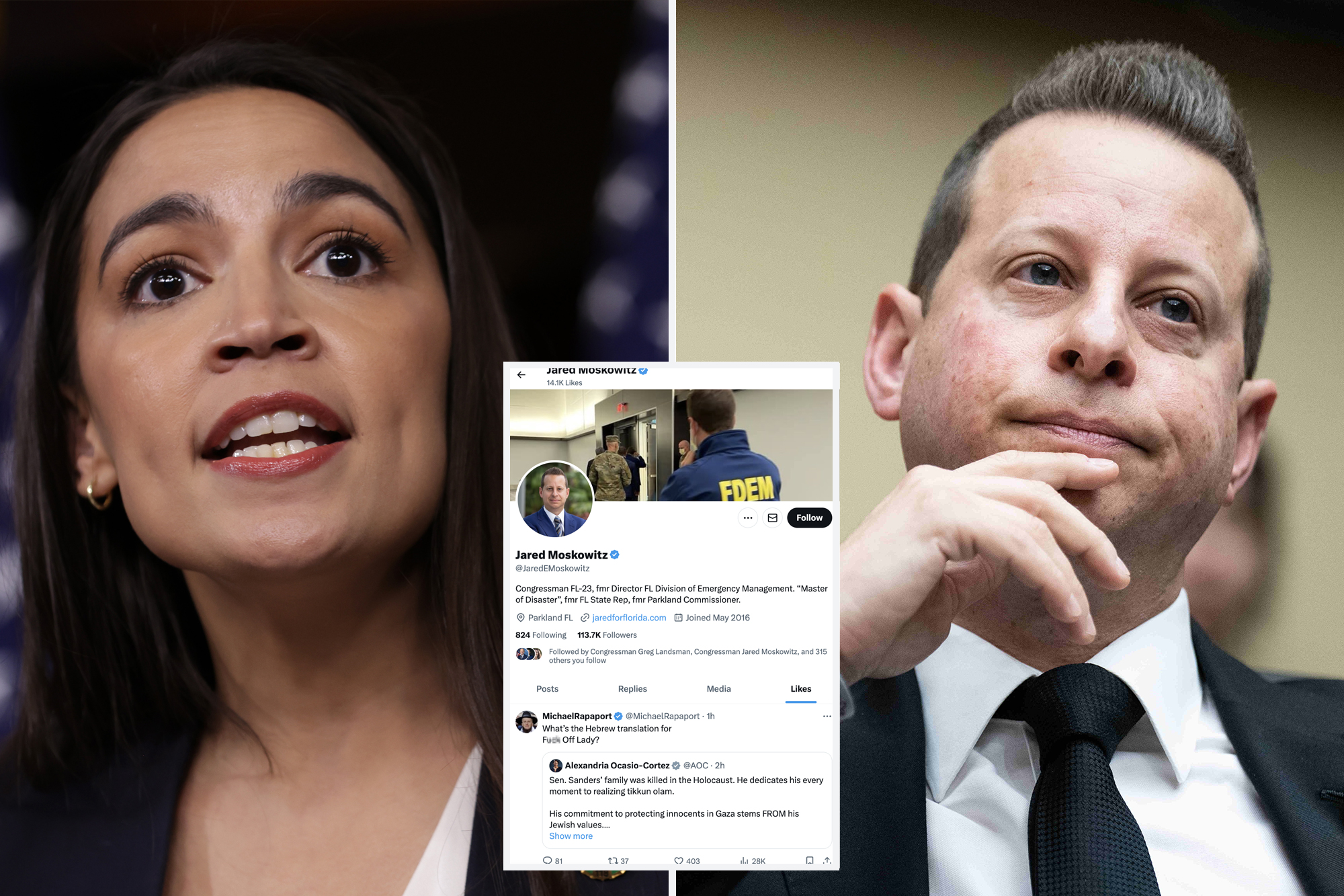 Jared Moskowitz liked a social media post effectively telling AOC to "F— off."