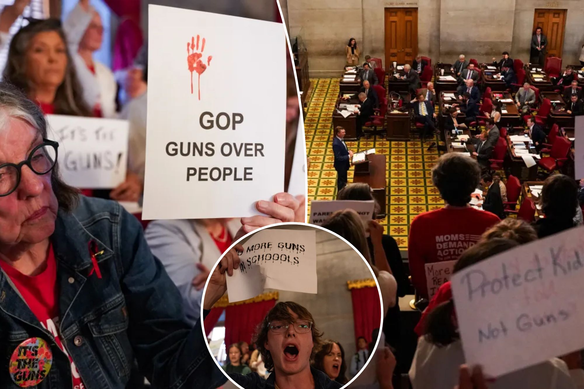Tennessee lawmakers on Tuesday passed a bill that would allow the state's teachers to carry concealed handguns at school, as protesters yelled their opposition from the gallery.