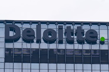 A photo Deloitte's logo on a building.