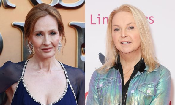 Side by side images of Harry Potter author JK Rowling and trans journalist India Willoughby