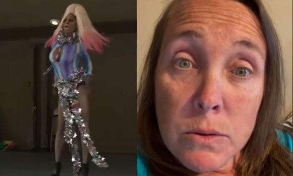 A split image of Eric Posey in drag and Summer Bushnell during a vlog.