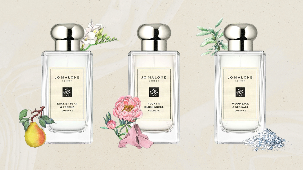 Left to Right: Jo Malone English Pear & Freesia, Jo Malone Peony & Blush Suede, Jo Malone Wood Sage & Sea Salt.