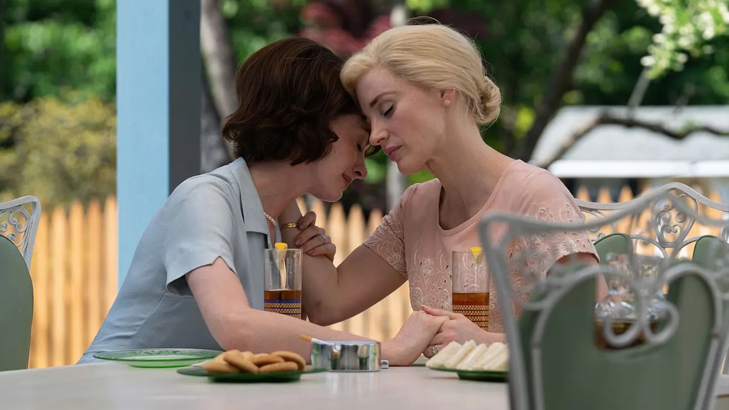 Anne Hathaway and Jessica Chastain in Mothers' Instinct