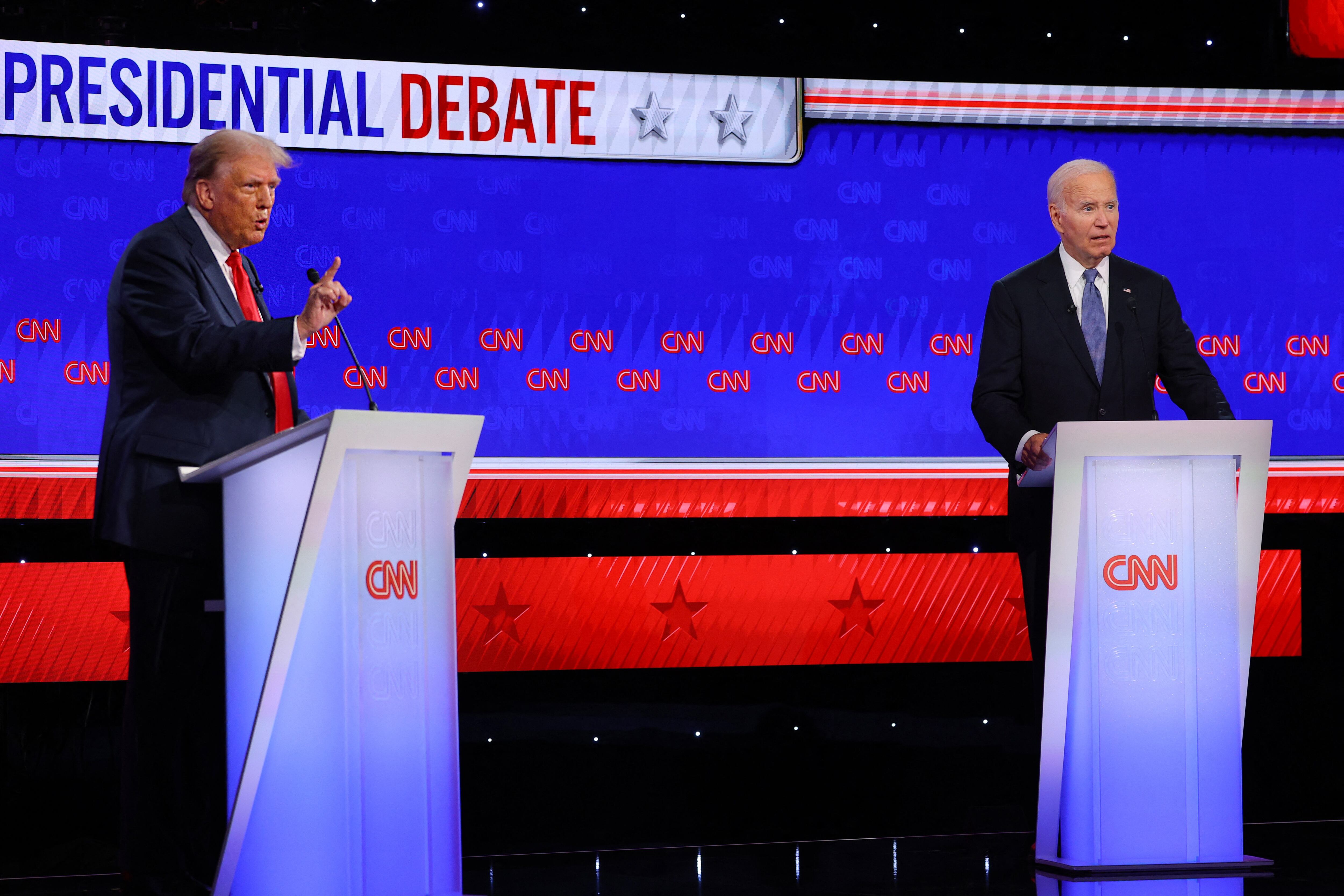 Donald Trump and Joe Biden, during a moment of the first presidential debate of the 2024 elections, in Atlanta.