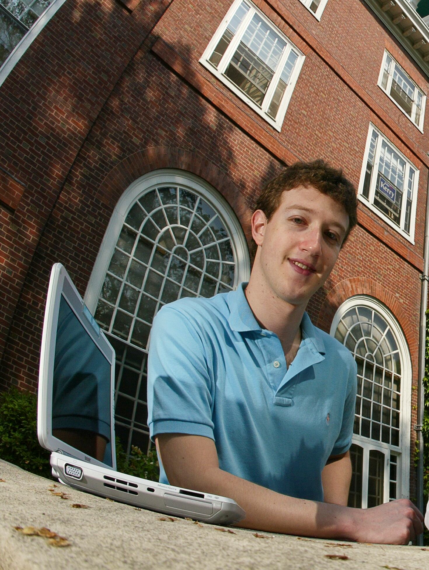 Mark Zuckerberg at Harvard University in May 2004, three months after founding Facebook.