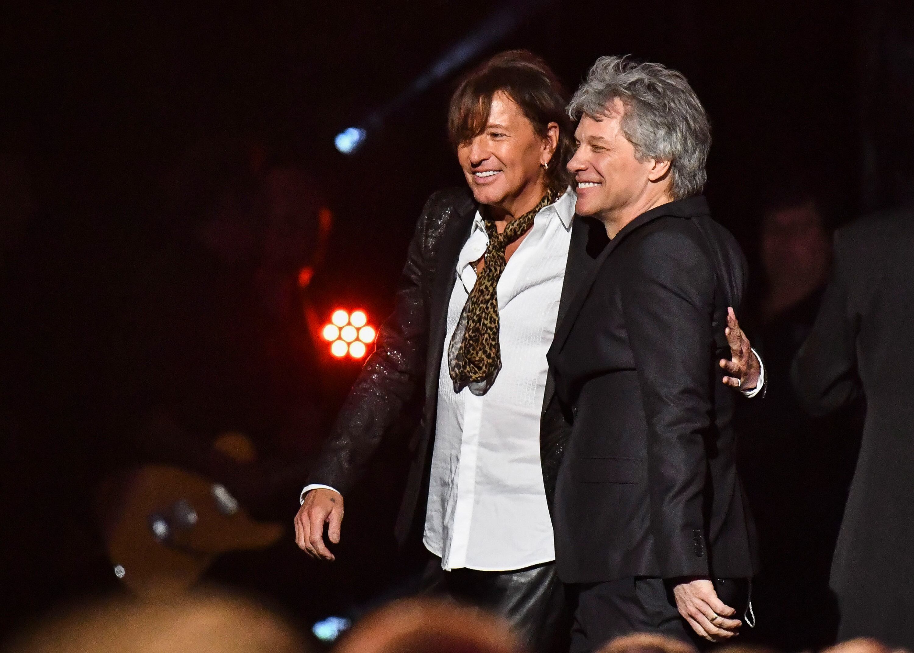 Jon Bon Jovi and Richie Sambora, at the 33rd annual Rock & Roll Hall of Fame ceremony, in Cleveland, Ohio, on April 14, 2018.