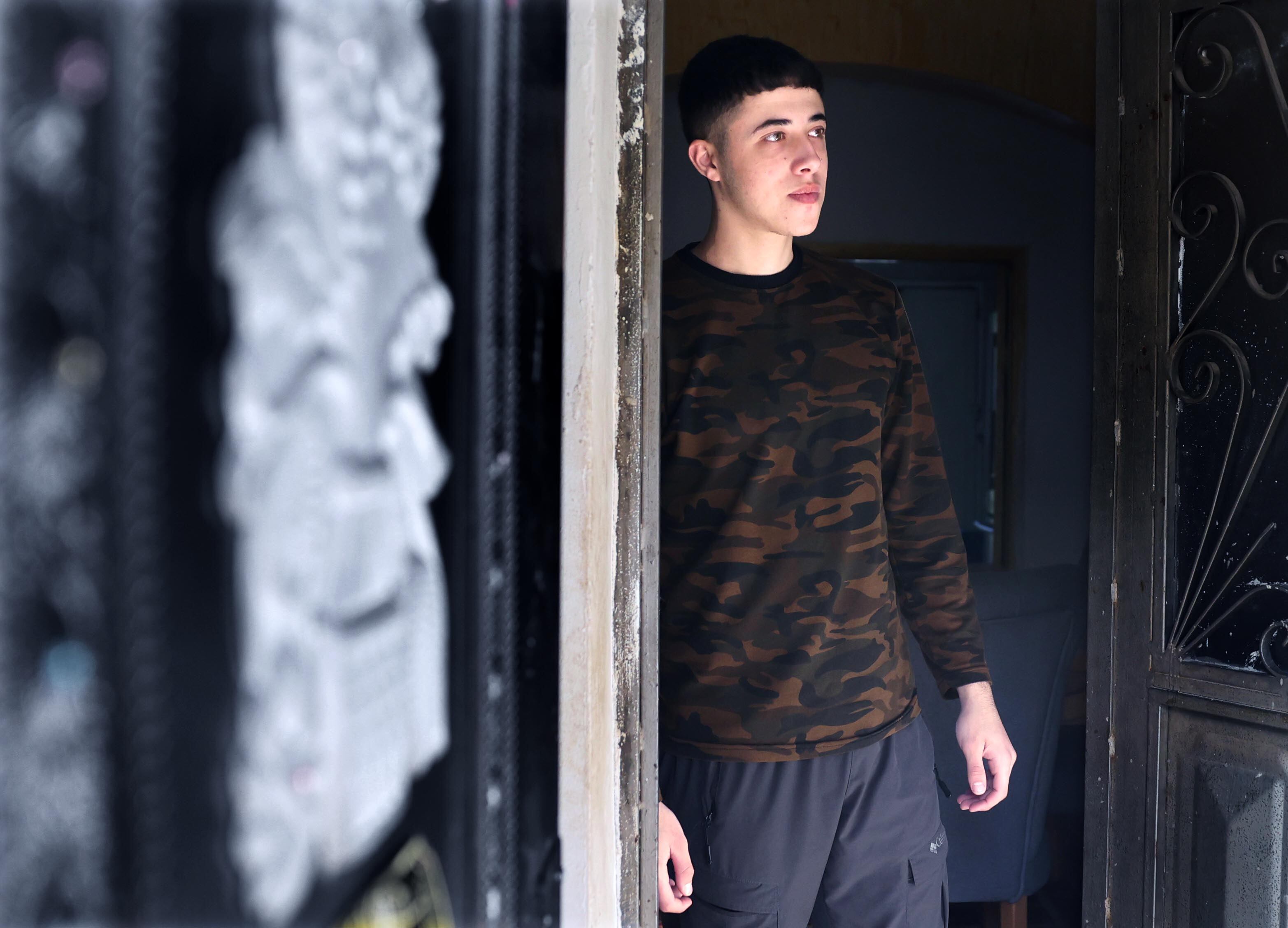 Wisam Tamimi, 17, at his home in Nabi Salih, West Bank, on December 2, 2023.