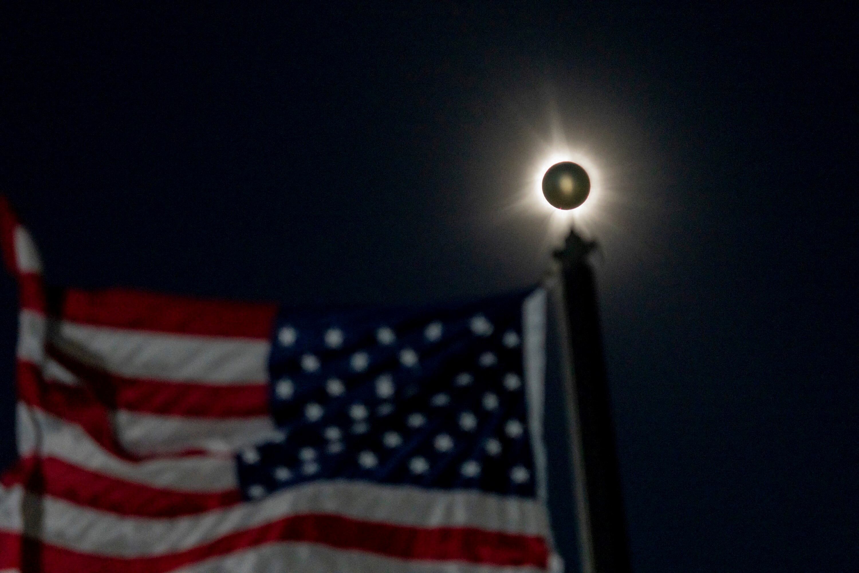 A total solar eclipse is seen in Houlton, Maine on April 8, 2024.