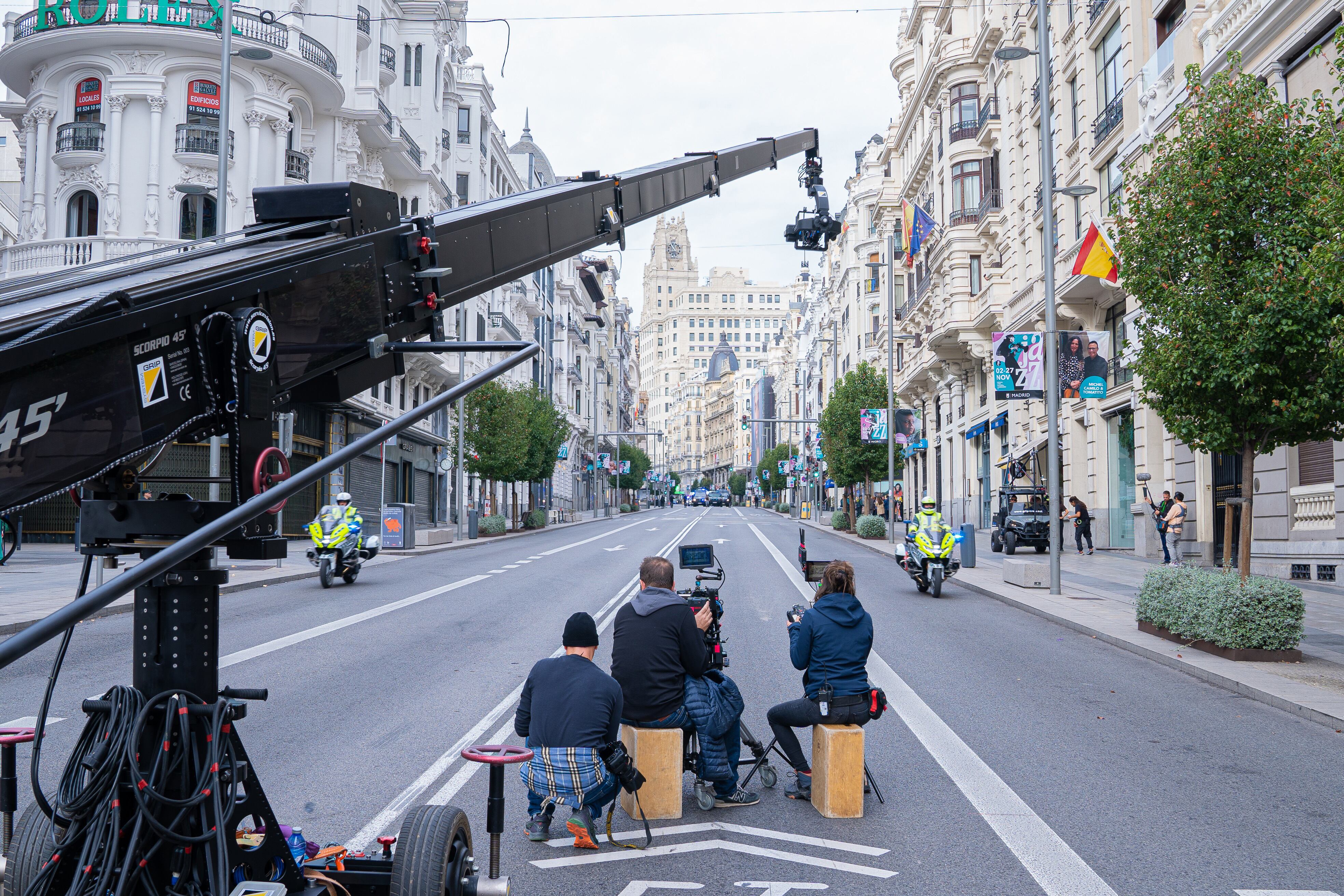 A shoot on the Gran Vía in Madrid.