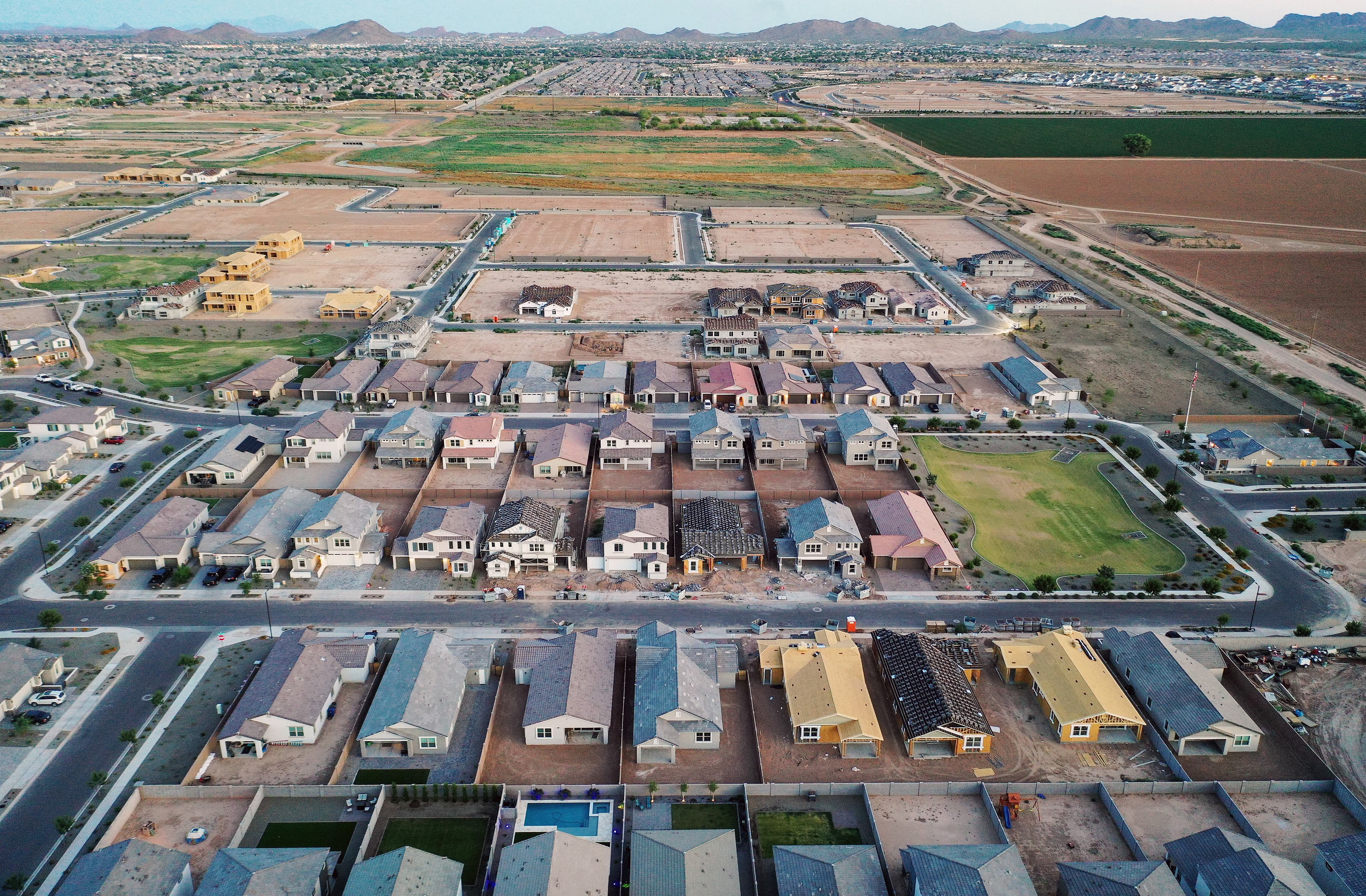 Homes under construction in Queen Creek, Arizona, in June 2023.