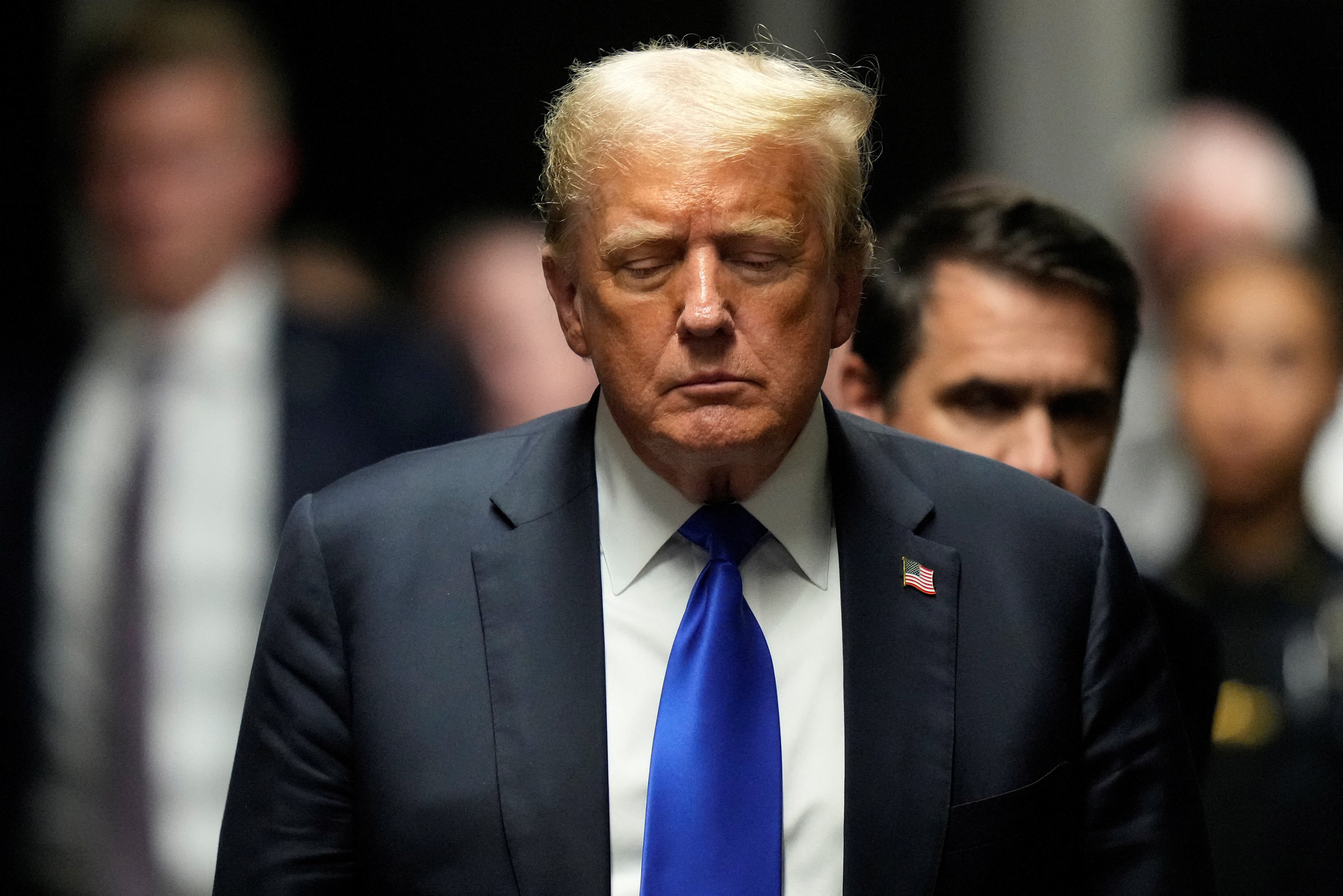 Donald Trump leaving the courthouse, on Thursday in Manhattan (New York).