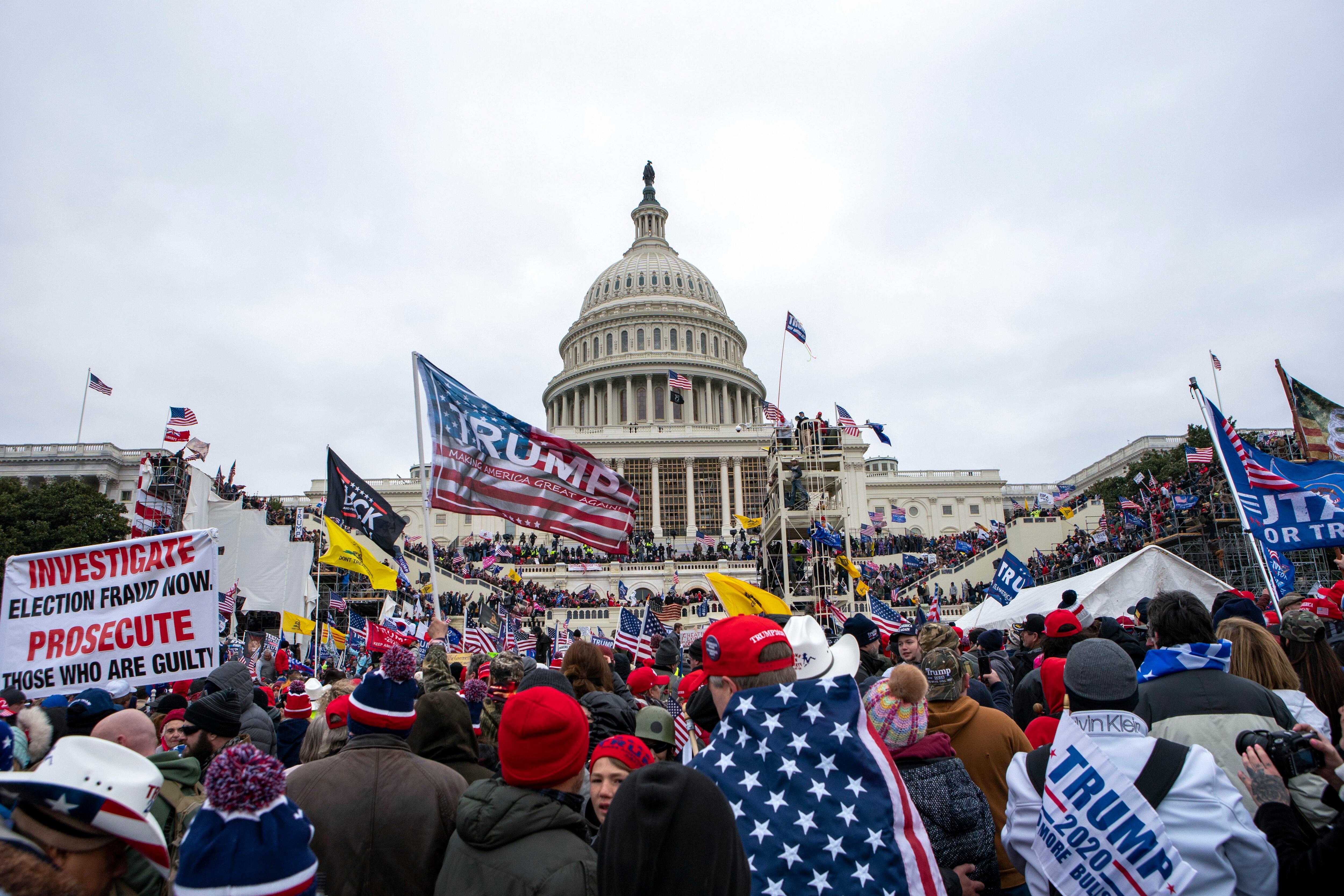 Donald Trump supporters outside the Capitol, on January 6, 2021.