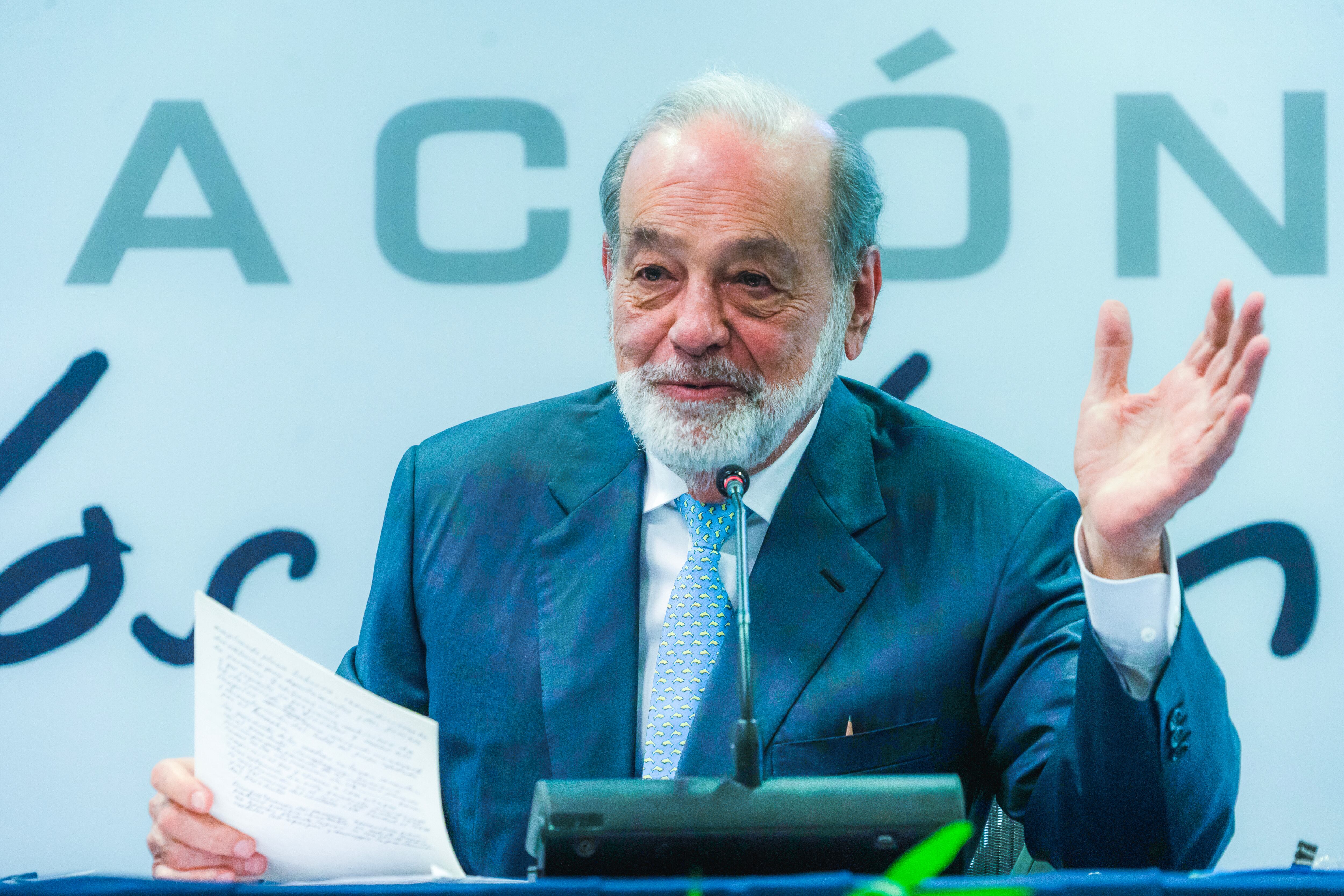 Carlos Slim, during his February 12 press conference in Mexico City.