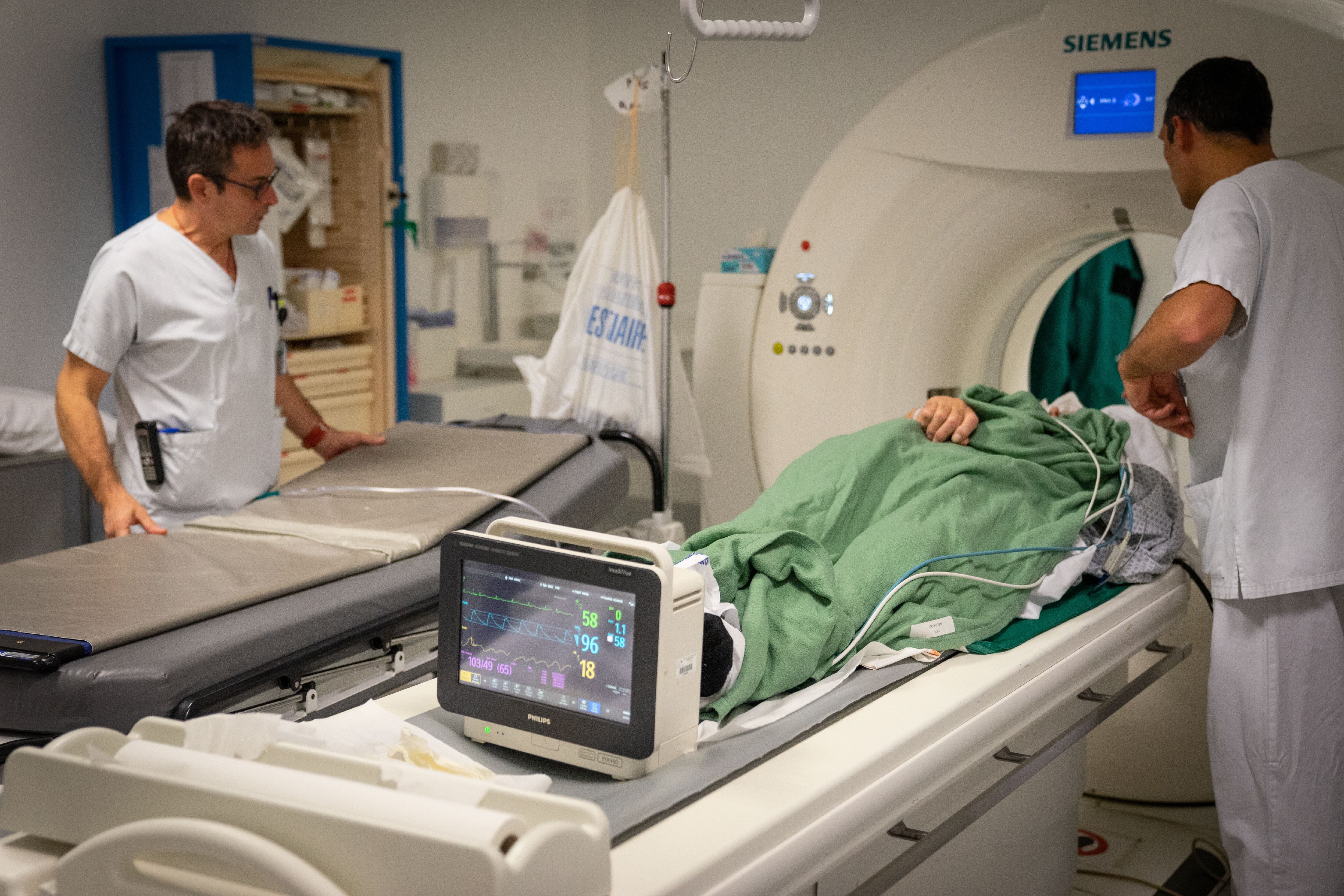 A patient has a brain scan after suffering a stroke.