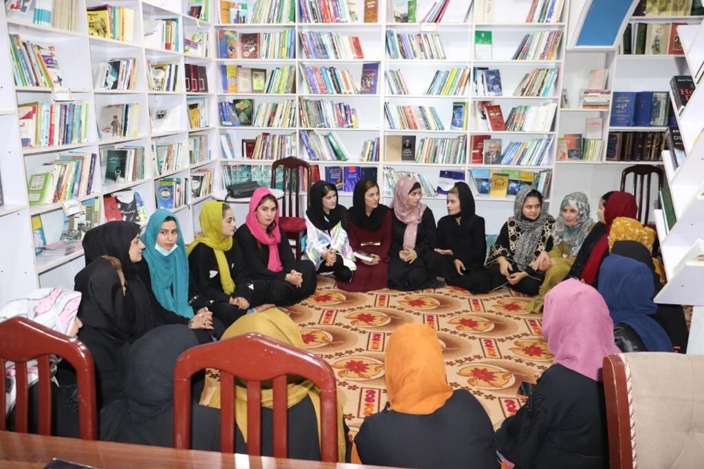 A group of Afghan women at one of Zan Library's cultural workshops. Photo courtesy of the library.
