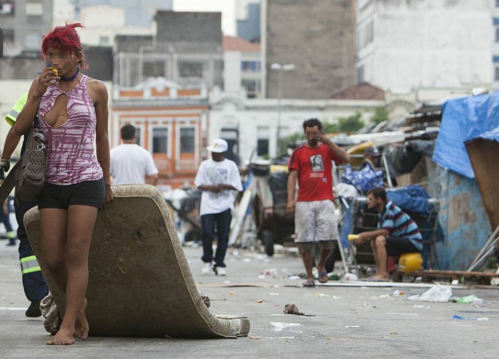 Homeless people in Cracolandia, in São Paulo.